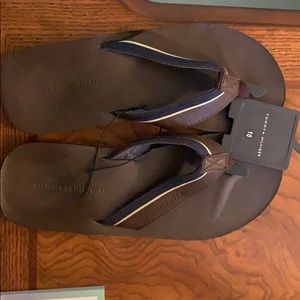 Brown Leather Tommy Hilfiger Flip Flops Sz10